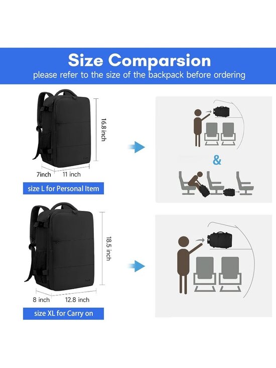 Women\'s Black15.6inch Laptop Mochila Flight Approved Daypack with Pocket main image 3